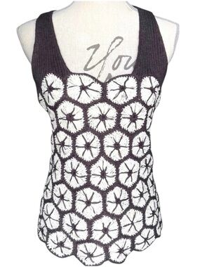Anthropologie Knitted and Knotted Black/White Racerback Tank (S/M)